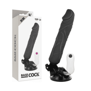 BASECOCK PENIS REALISTE VIBRATEUR AVEC TÉLÉCOMMANDE  NOIR 20 CM – Image 4