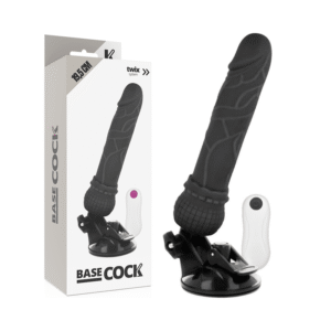 BASECOCK PENIS REALISTE VIBRATEUR AVEC TELECOMMANDE NOIR 19,5 CM – Image 4