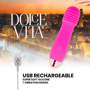 DOLCE VITA VIBRATEUR EN SILICONE RECHARGEABLE  7 VITESSES ROSE – Image 3