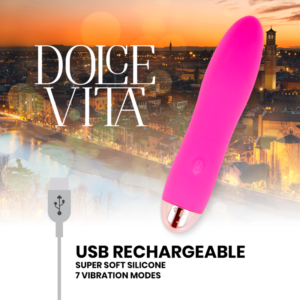 DOLCE VITA  VIBRATEUR EN SILICONE RECHARGEABLE  7 VITESSES ROSE – Image 3