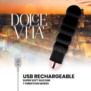 DOLCE VITA VIBRATEUR SIX  EN SILICONE RECHARGEABLE 7 VITESSES NOIR – Image 3