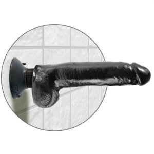 KING COCK - GODE VIBRANT AVEC TESTICULES 23 CM NOIR – Image 4