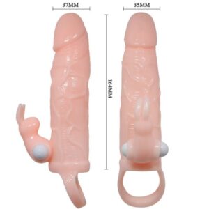 BRAVE MAN FUNDA PENE CON RABBIT VIBRADOR 16.5 CM NATURAL – Image 5
