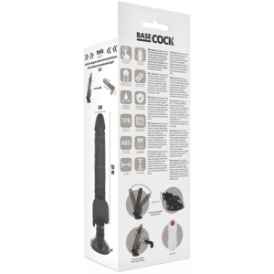BASECOCK PENIS REALISTE AVEC TESTITULES VIBRATEUR AVEC TELECOMMANDE  NOIR 19.5 CM – Image 5