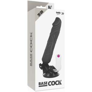 BASECOCK PENIS REALISTE VIBRATEUR AVEC TÉLÉCOMMANDE  NOIR 20 CM – Image 5