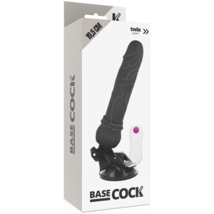 BASECOCK PENIS REALISTE VIBRATEUR AVEC TELECOMMANDE NOIR 19,5 CM – Image 5