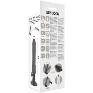 BASECOCK PENIS REALISTE VIBRATEUR AVEC TELECOMMANDE NOIR 19,5 CM – Image 6