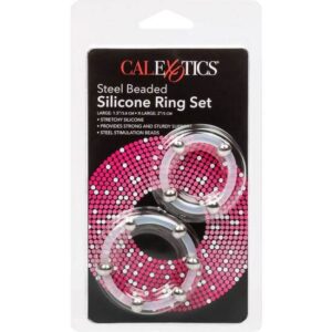 JEU DE BAGUES EN SILICONE PERLES ACIER CALEX – Image 3