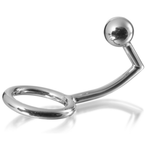 METAL HARD - ANNEAU COCK RING AVEC CROCHET INTRUS ANAL 40MM – Image 3