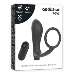 ADDICTED TOYS ANNEAU PÉNIS + PLUG ANAL  RECHARGEABLE - TELECOMMANDE INCLUS NOIR – Image 5