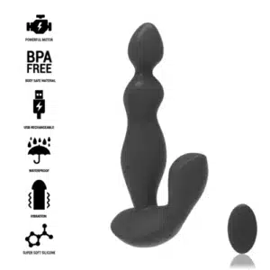 BLACK&SILVER PLUG ANAL VIBRANT A TELECOMMANDER EN SILICONE – Image 1