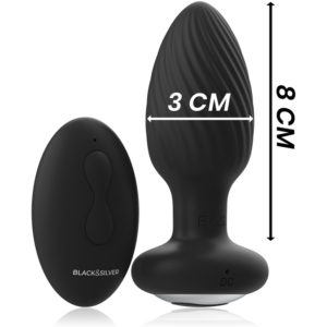 BLACK&SILVER WELLS PLUG ANAL TÉLÉCOMMANDÉ VIBRANT AVEC ROTATIONS EN SILICONE  NOIR – Image 4