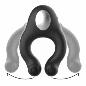 BLACK&SILVER ANNEAU DE PENIS VIBRANT EN SILICONE 3 MOTEURS RECHARGEABLE NOIR – Image 3