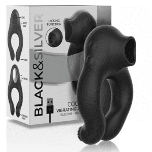BLACK&SILVER ANNEAU DE PENIS VIBRANT EN SILICONE 3 MOTEURS RECHARGEABLE NOIR – Image 7