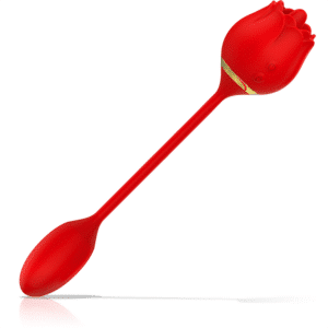 MIA™ - VIENNA ROSE LÉCHANTE DOUBLE PLAISIR VIBRANTE  & OEUF VIBRANT EN SILICONE RECHARGEABLE ROUGE – Image 3