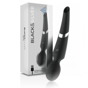 BLACK&SILVER - BECK MASSEUR EN SILICONE AVEC ASPIRATION RECHARGEABLE  NOIR – Image 6