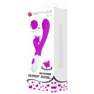 PRETTY LOVE VIBROMASSEUR & STIMULATEUR CLITORIDIEN EN PAPILLON LÉCHANT ET VIBRANT EN SILICONE LILAS – Image 4