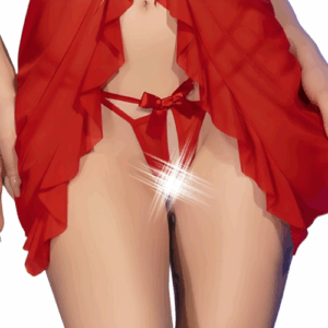 CHILIROSE - BABYDOLL & STRING SANS CROTCHLESS ROUGE – Image 3
