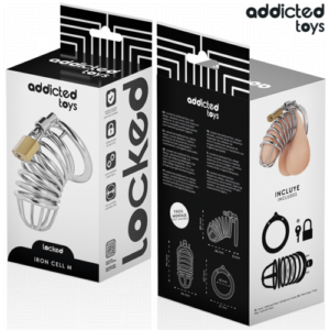 ADDICTED TOYS LOCKED – CAGE À PÉNIS EN MÉTAL IRON CELL 4 CM TAILLE M – Image 7